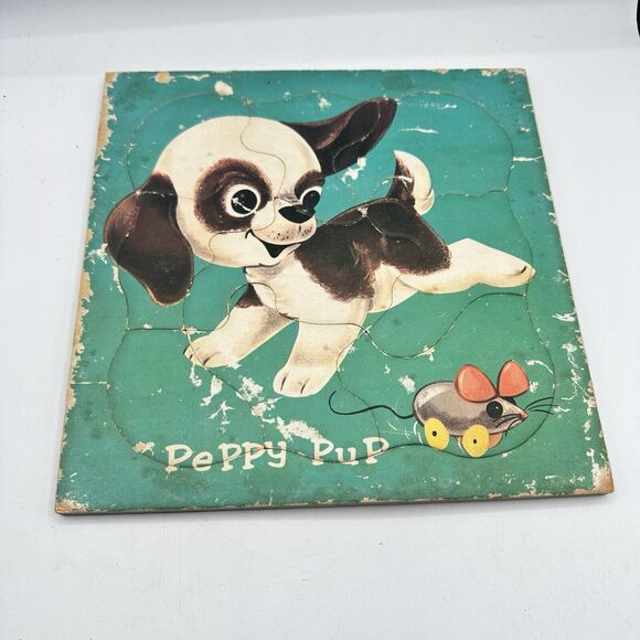 X4 Vintage Children Puzzles 1950 Kitsch Toys HTF Bear Duck Puppy Bunny - Picture 8 of 13